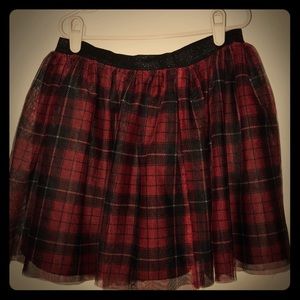 Red and black plaid skirt